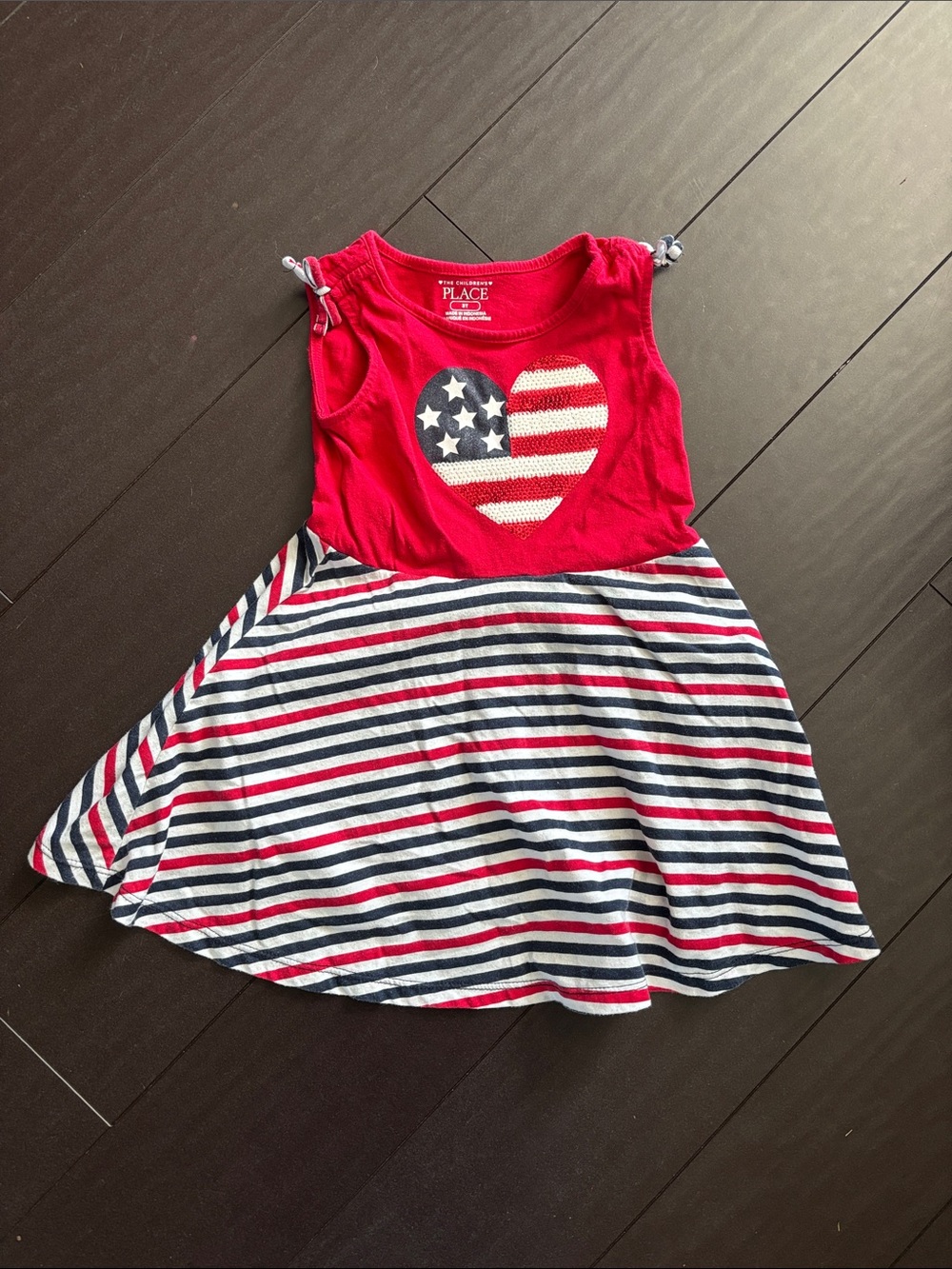 The Children's Place American Flag Sequined Heart Tank & Striped Skirt Dress